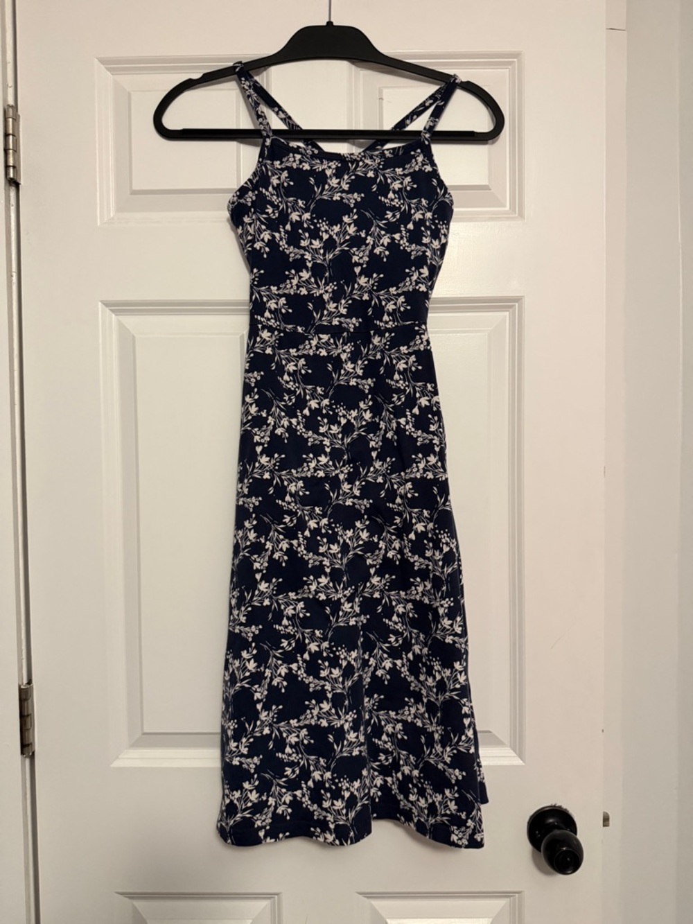 Pact Navy Floral Midi Dress with White Blossom Print